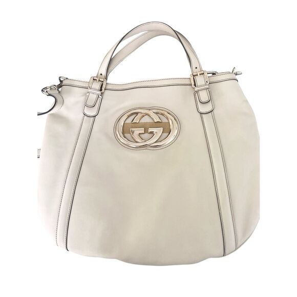 Gucci Britt Web Convertible Leather Large Satchel